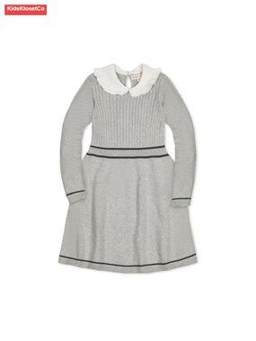 Girls' Long Sleeve Organic Cotton French Look Dress with Bow